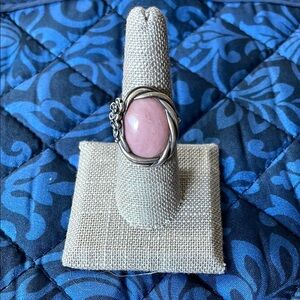 Silver and Pink Stone Women's Ring